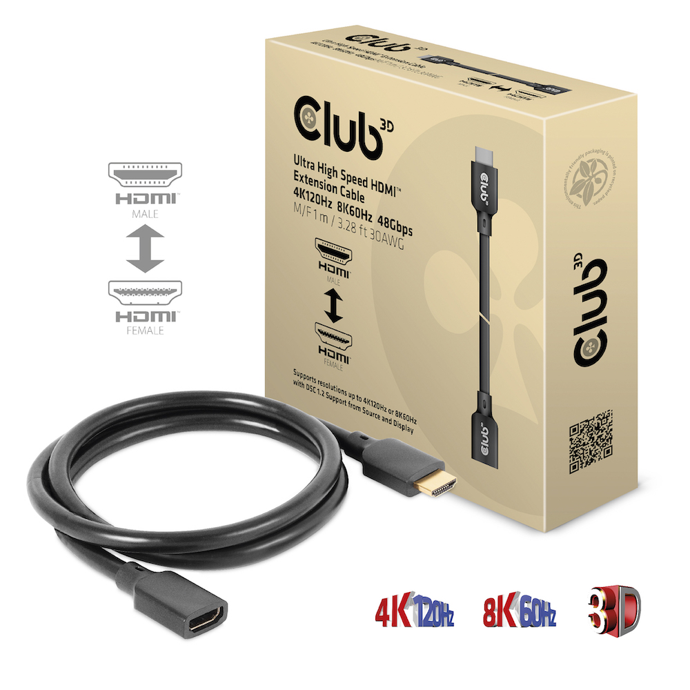 国内正規品 Club3D HDMI 認証ケーブル Male 8K 3m Cable 4K120Hz 